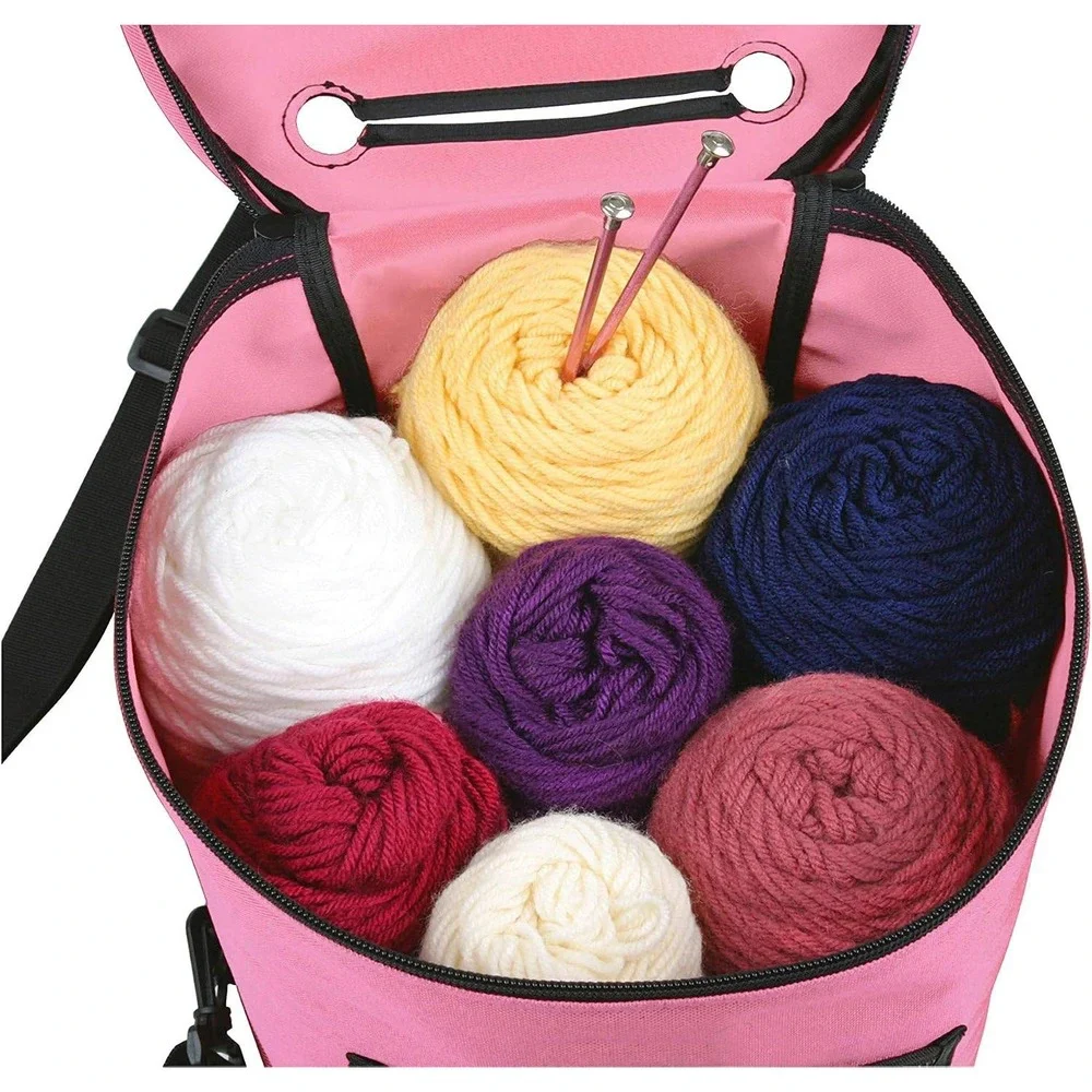 ArtBin Yarn Drum Craft Storage Bag Pink Large Knitting Crochet Organizer